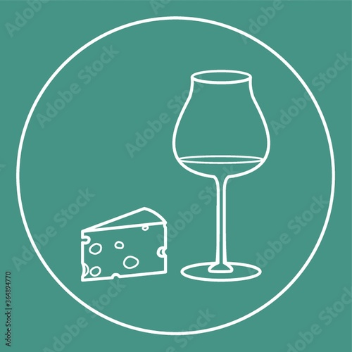 cheese with glass of wine icon