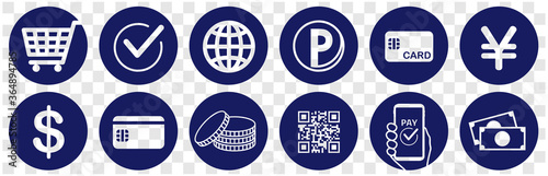 cashless and money vector icons set
