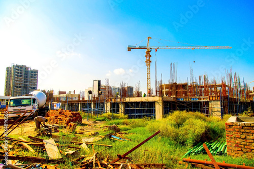 Karnal, Haryana, India - march 2018 : Top View of new construction of building in karnal photo