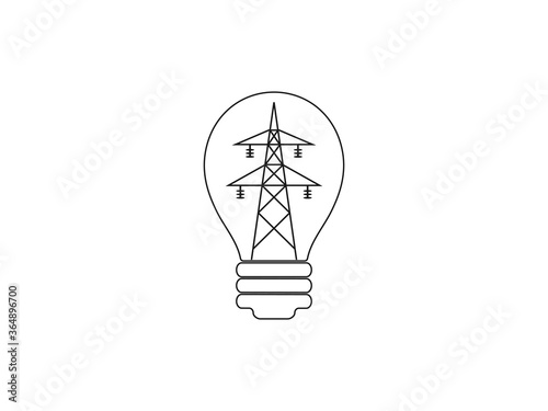 Electric tower, power, bulb icon. Vector illustration, flat design.