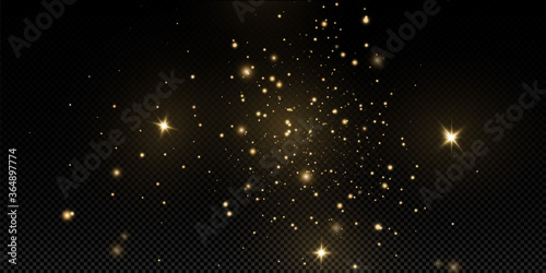  Vector sparkles on a transparent background. Christmas light effect. Sparkling magical dust particles.The dust sparks and golden stars shine with special light.