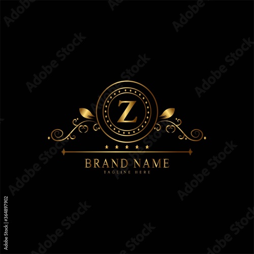 Z premium luxury gold monogram logo. Z letter logo. Z monogram luxury gold logo.