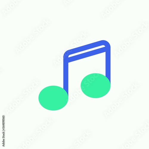 Melody, music icon vector, filled flat sign, Music note bicolor pictogram, green and blue colors. Symbol, logo illustration