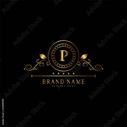 P premium luxury gold monogram logo. P letter logo. P monogram luxury gold logo.