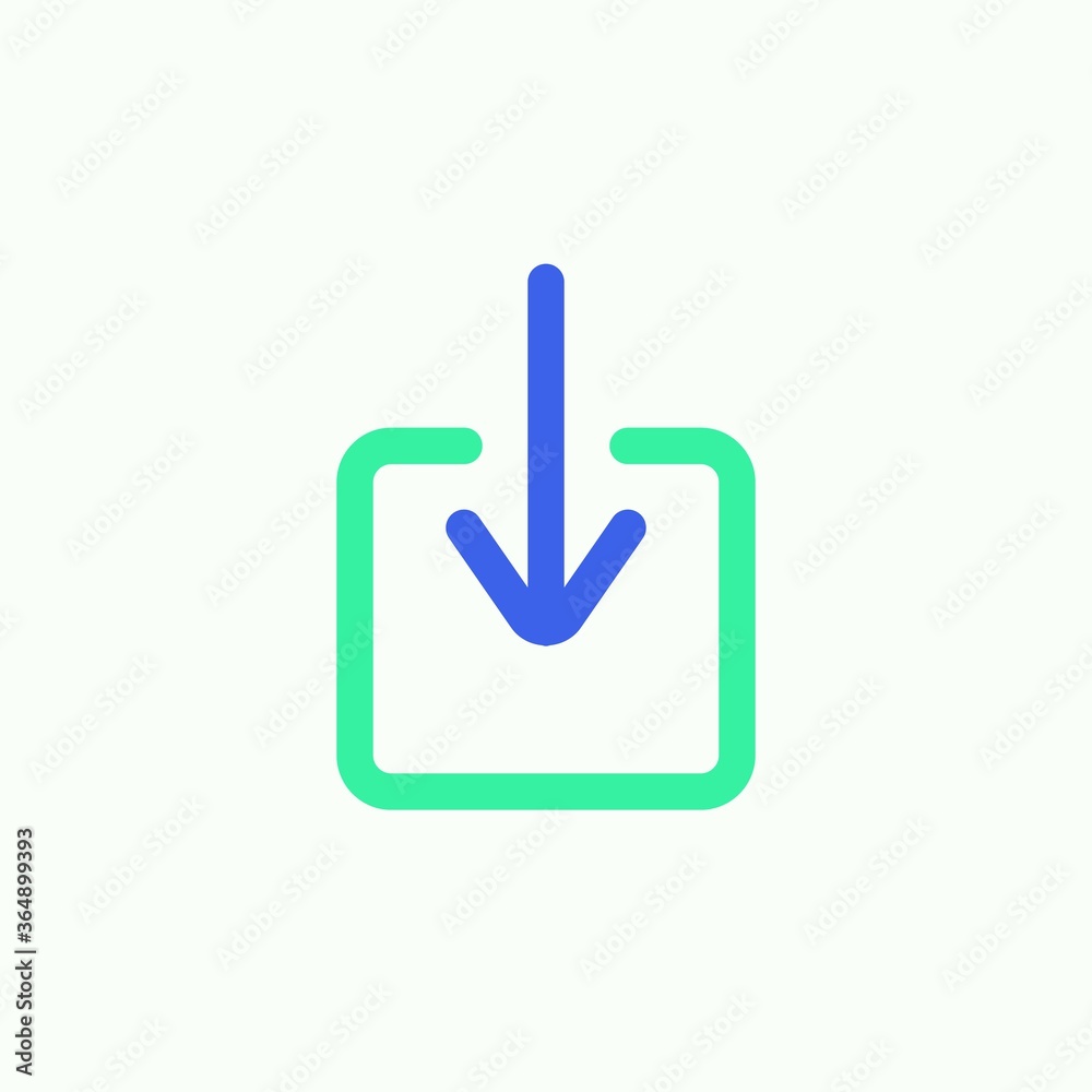 Arrow download icon vector, filled flat sign, download bicolor pictogram, green and blue colors. Symbol, logo illustration Arrow download icon vector, filled flat sign, download bicolor pictogram, green and blue colors. Symbol, logo illustration