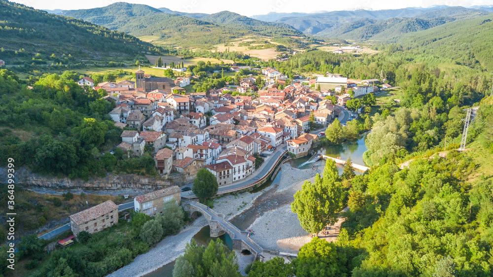 Fototapeta premium aerial view of otsagabia rural town, Spain
