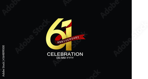 61 year anniversary red ribbon celebration logotype. anniversary logo with Red text and Spark light gold color isolated on black background, design for celebration, invitation - vector Free Download 61 year anniversary red ribbon celebration logotype. anniversary logo with Red text and Spark light gold color isolated on black background, design for celebration, invitation - vector - GFXLoad