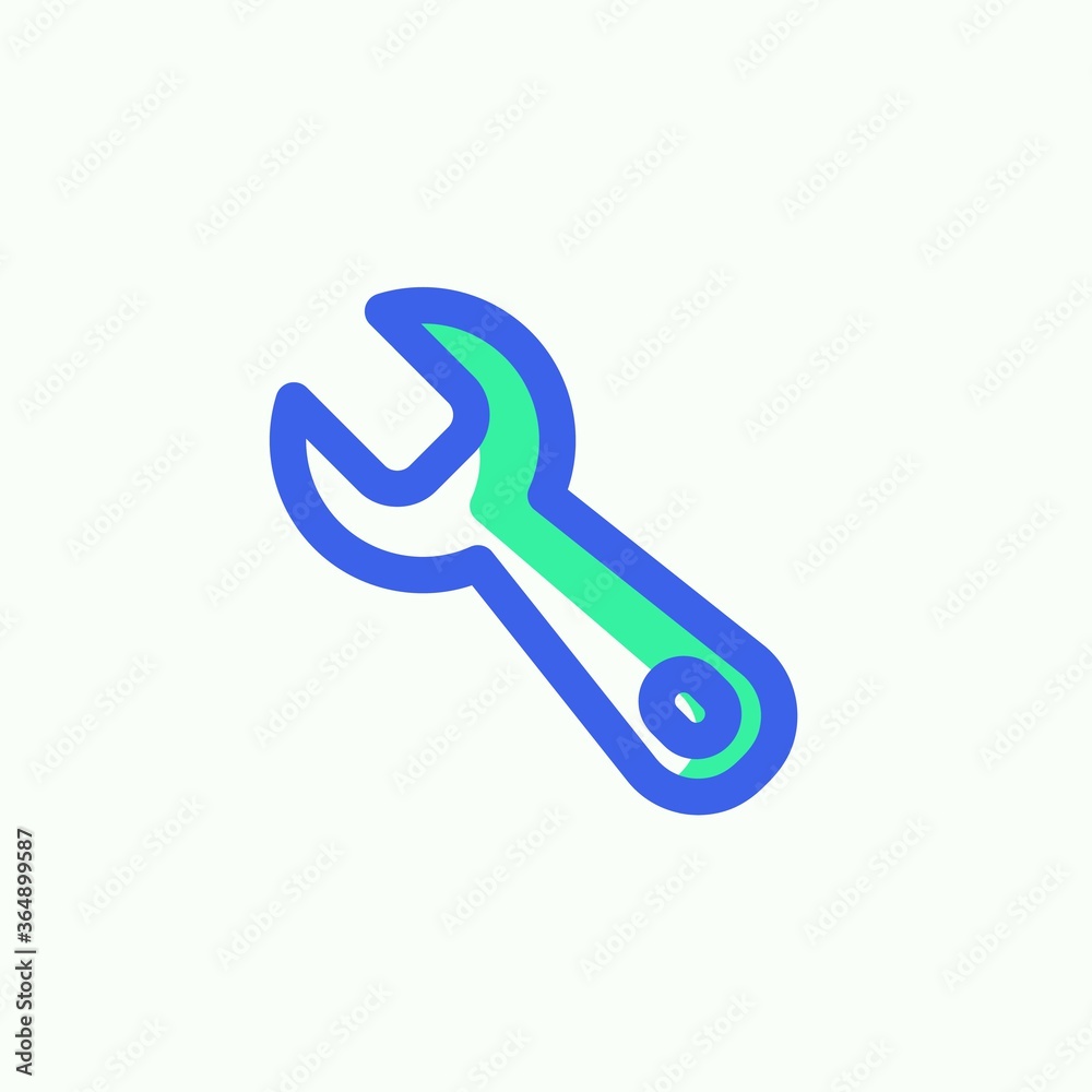 Wrench tool icon vector, filled flat sign, Setting, wrench bicolor pictogram, green and blue colors. Symbol, logo illustration Wrench tool icon vector, filled flat sign, Setting, wrench bicolor pictogram, green and blue colors. Symbol, logo illustration