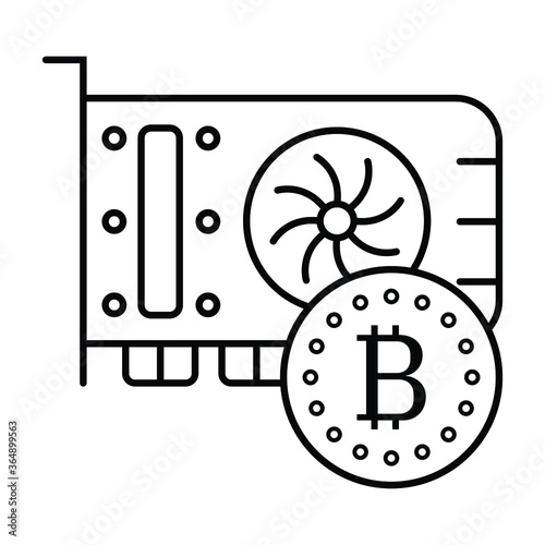 Video card mining icon - vector cryptocurrency GPU mining