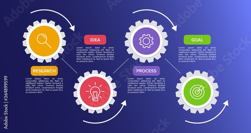 Infographic design with icons and 4 options or steps. Thin line vector. Infographics business concept. Can be used for info graphics, flow charts, presentations, web sites, banners, printed materials.