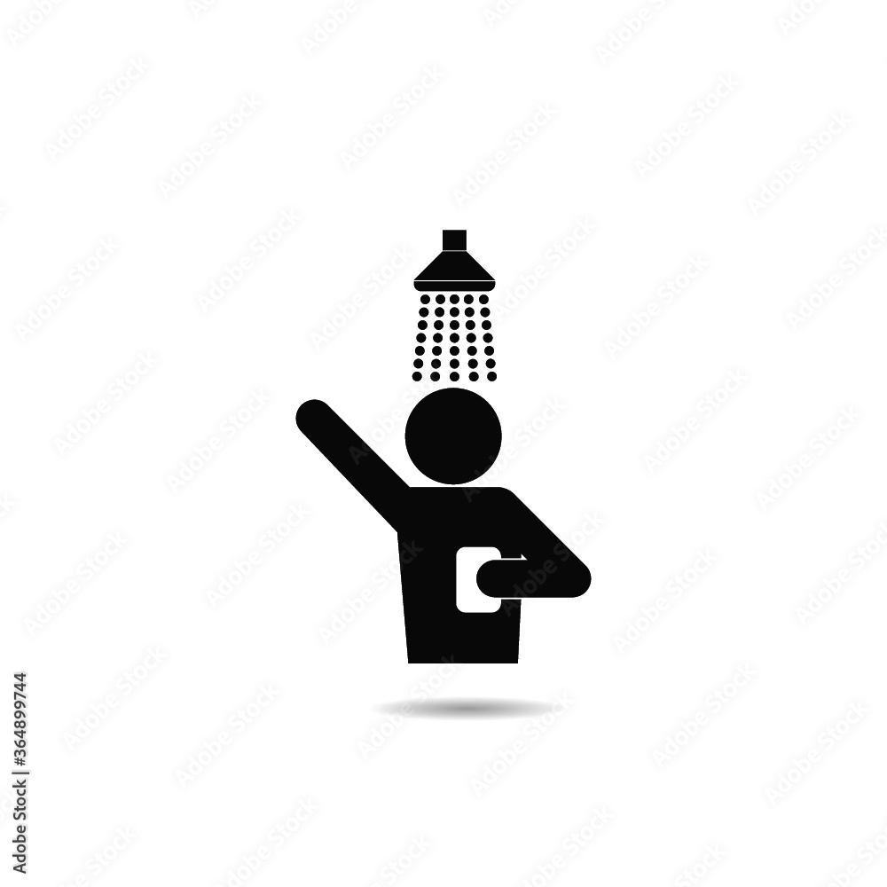 Showering icon with shadow Showering icon with shadow