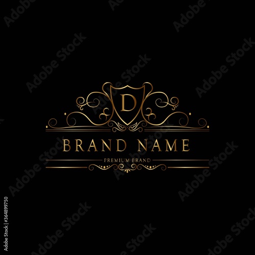 D premium luxury gold monogram logo. D letter logo. D monogram luxury gold logo.