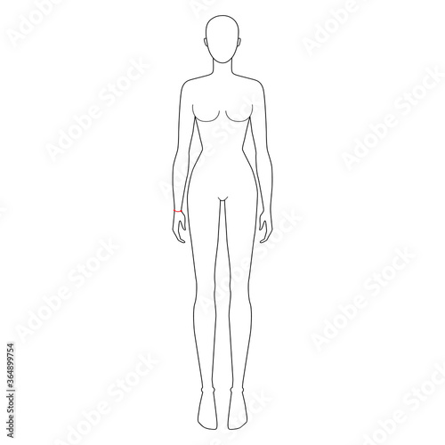 Women to do wrist measurement fashion Illustration for size chart. 7.5 head size girl for site or online shop. Human body infographic template for clothes. 