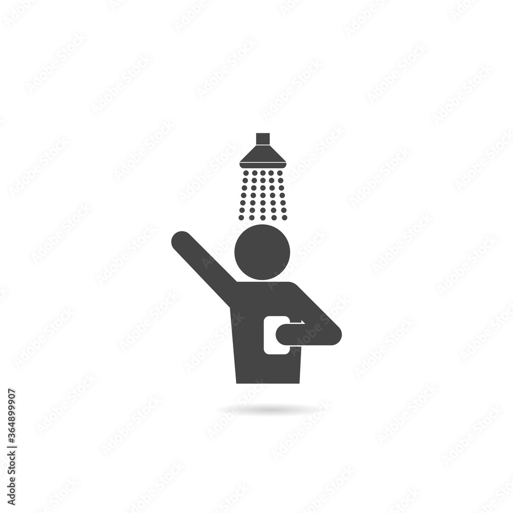 Showering icon with shadow Showering icon with shadow