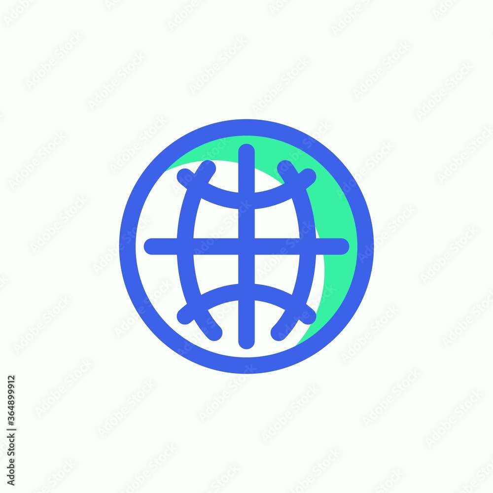 World globe icon vector, filled flat sign, Web browser bicolor pictogram, green and blue colors. Symbol, logo illustration World globe icon vector, filled flat sign, Web browser bicolor pictogram, green and blue colors. Symbol, logo illustration