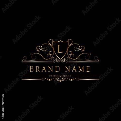 L premium luxury gold monogram logo. L letter logo. L monogram luxury gold logo.