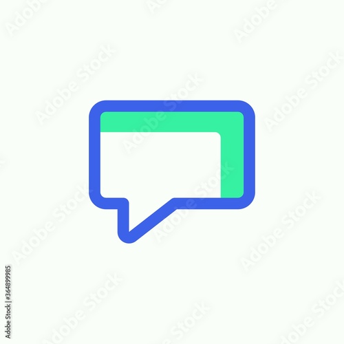 Speech bubble, message icon vector, filled flat sign, Chat comment bicolor pictogram, green and blue colors. Symbol, logo illustration