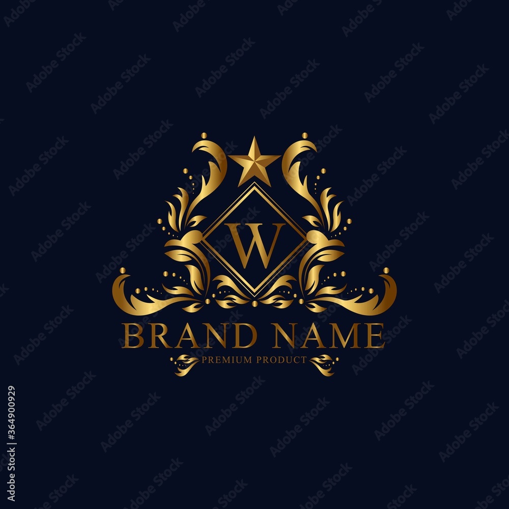 W premium luxury gold monogram logo. W letter logo. W monogram luxury gold logo.