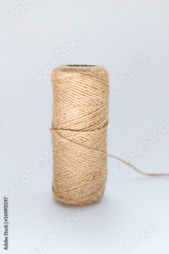 skein of thick thread on a white background