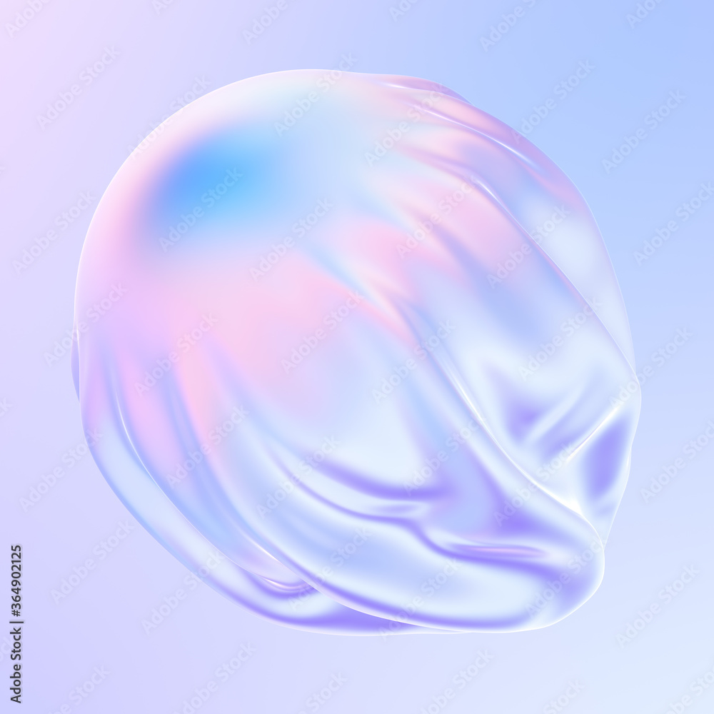 Abstract gradient fluid 3D shape. Pastel and holographic colors ...