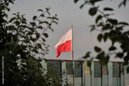 Fototapeta Naklejka Na Ścianę i Meble -  Krajobraz miejski z flagą
