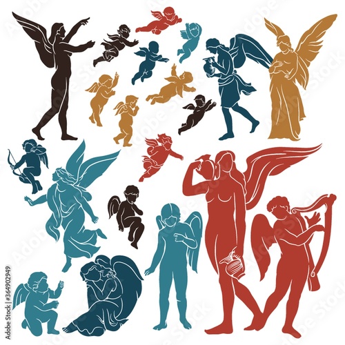 set of angel silhouettes