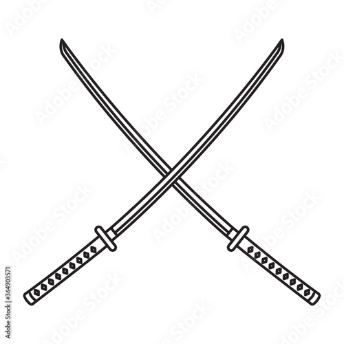 crossed katana