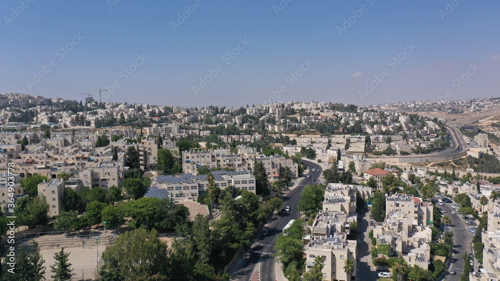 North Jerusalem Ramot neighbourhood with red rooftops, aerial view
jewish orthodox neighbourhood, July,2020
