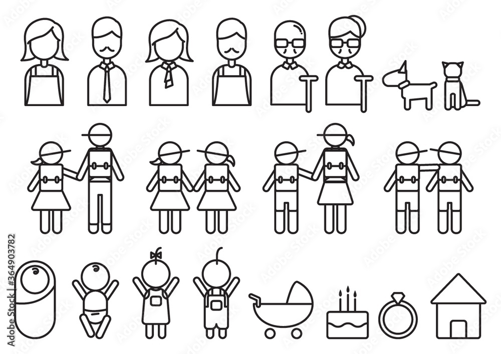 Fototapeta premium family icons