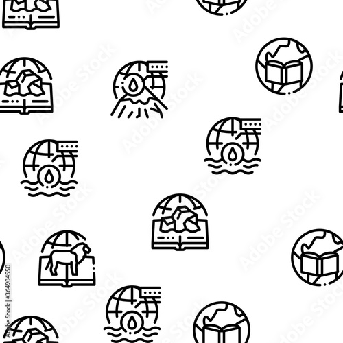 Geography Education Seamless Pattern Vector Thin Line. Illustrations