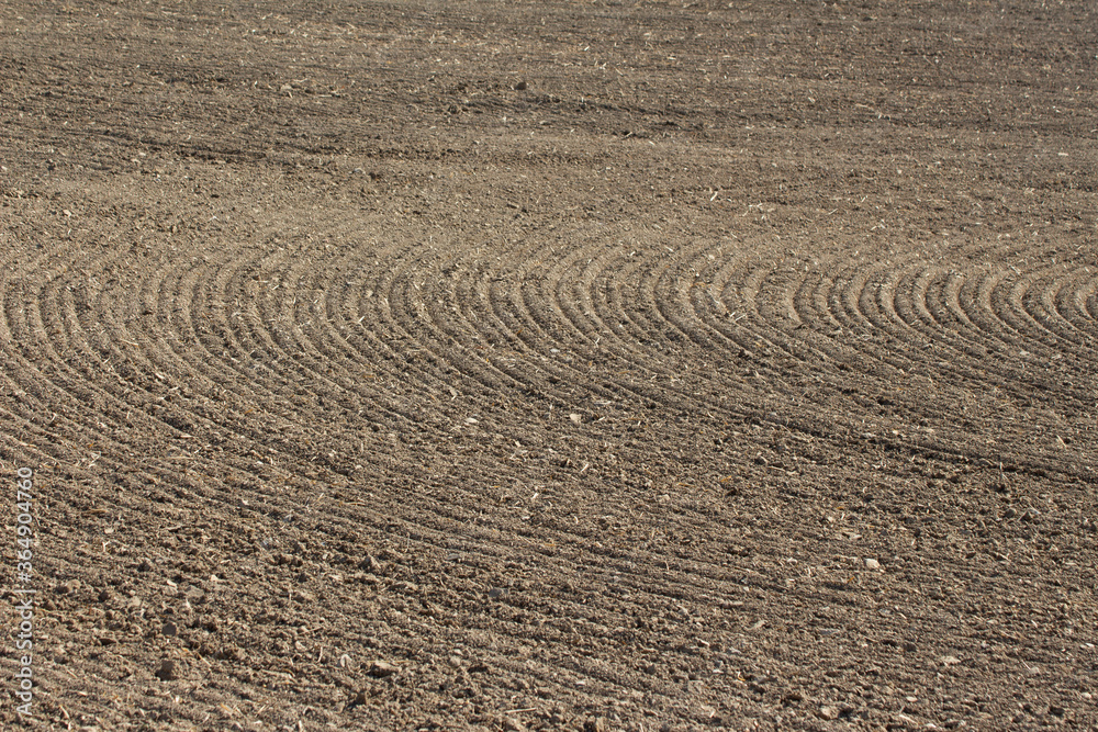 Empty agricultural field after treatment with a stubble cultivator Empty agricultural field after treatment with a stubble cultivator