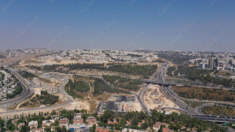 North Jerusalem Ramat shlomo, Ramot neighbourhood and traffic, aerial
Summer,july,2020, drone
