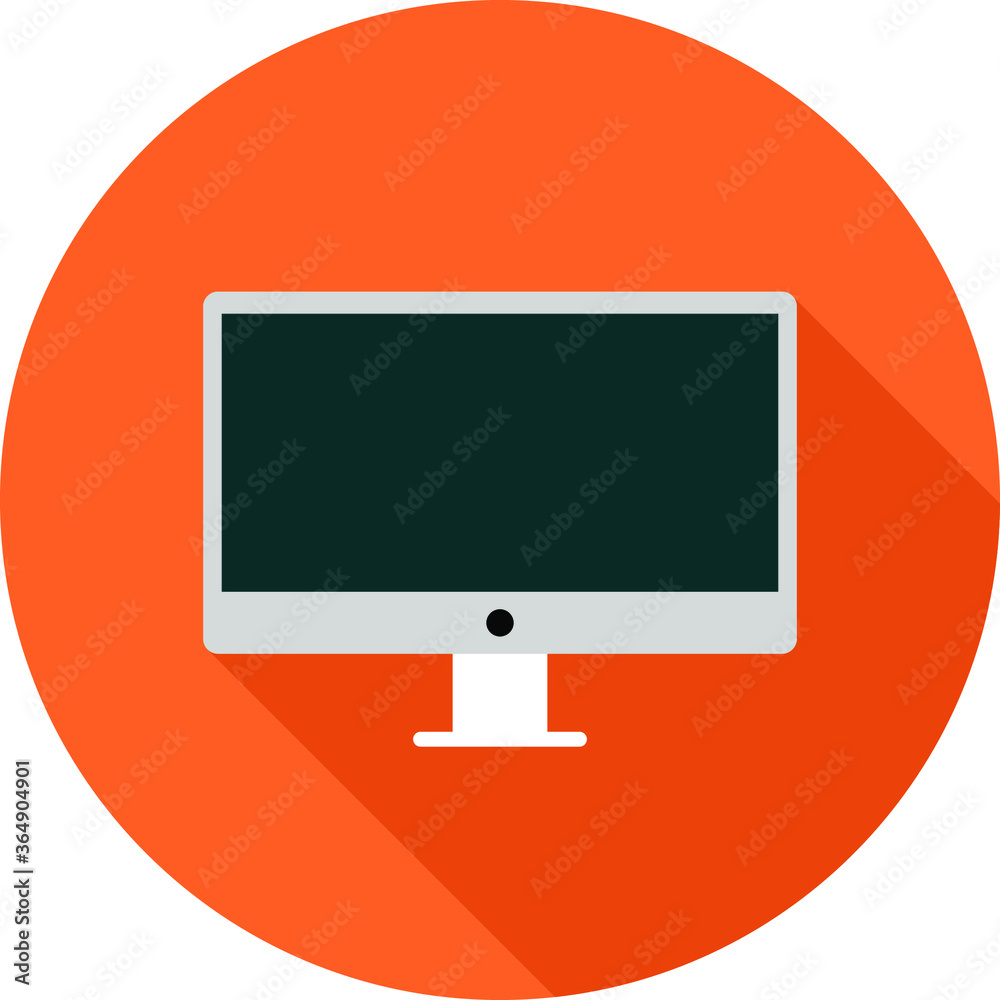 Monitor flat icon on orange background, vector symbol Monitor flat icon on orange background, vector symbol