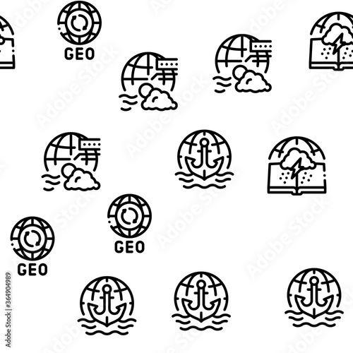 Geography Education Seamless Pattern Vector Thin Line. Illustrations