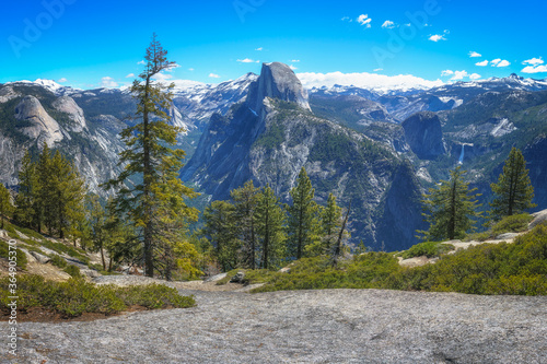 hiking to glacier point in yosemite national park in california, usa