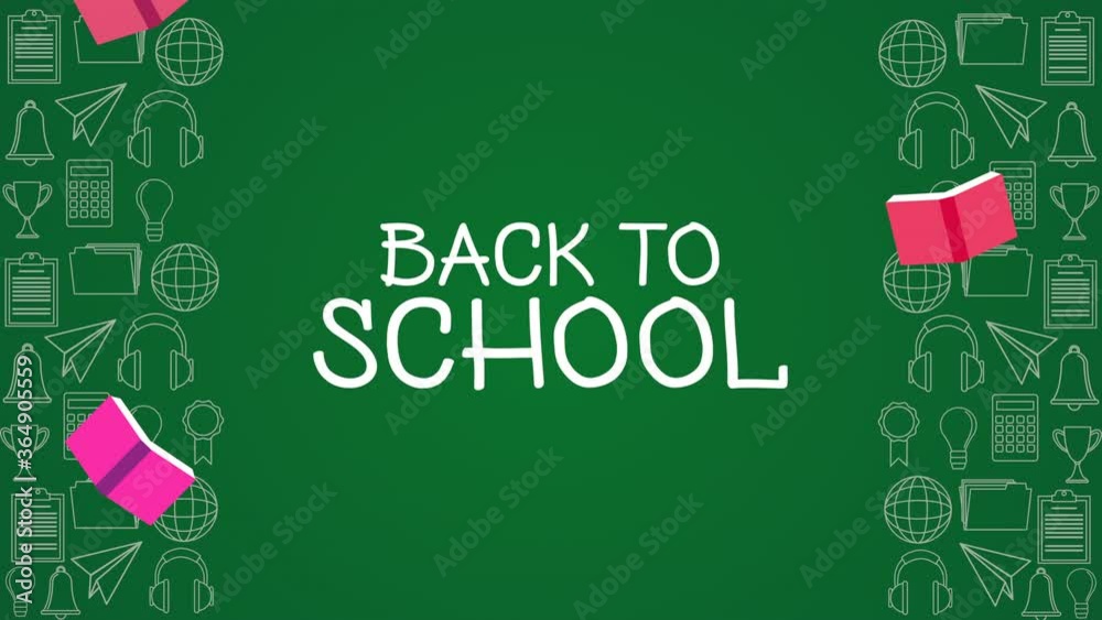 back to school season with books in chalkboard