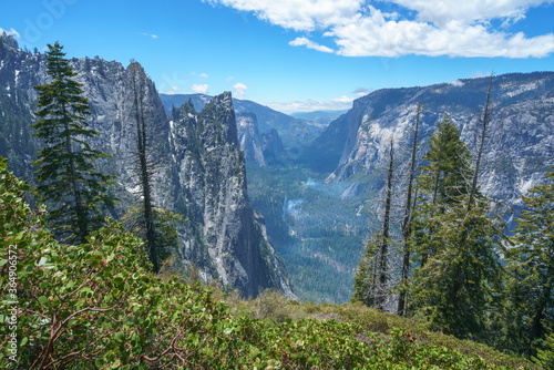 hiking the four mile trail in yosemite national park in california, usa