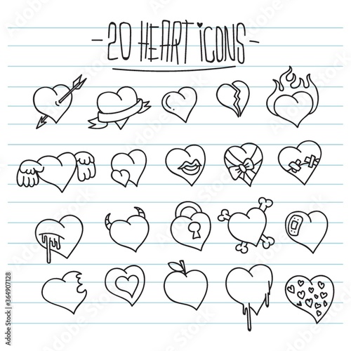 set of heart icons