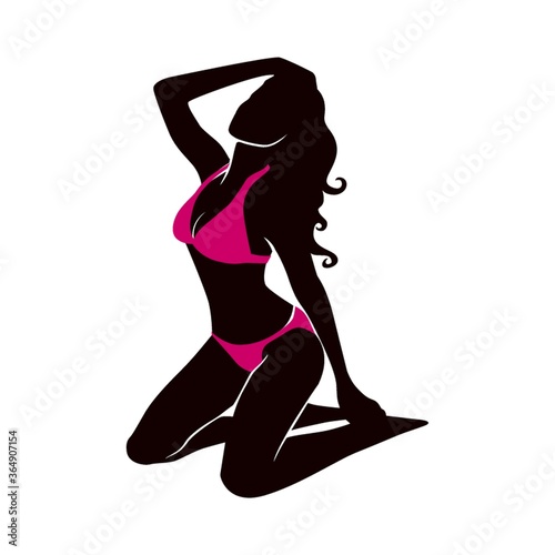 woman silhouette posing in a bikini suit