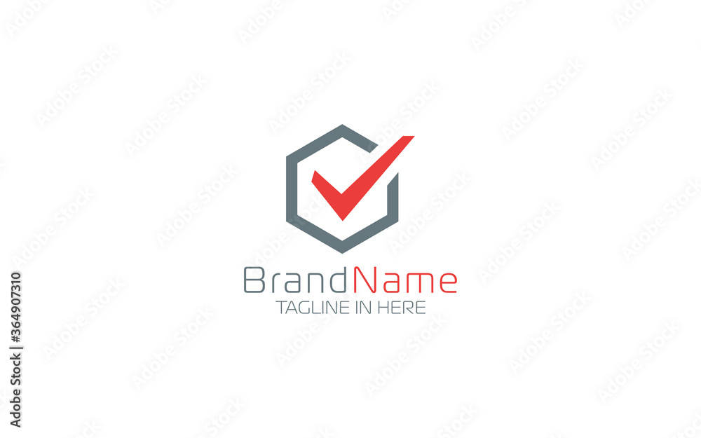 Cube logo with check mark symbol in simple and modern shape Cube logo with check mark symbol in simple and modern shape