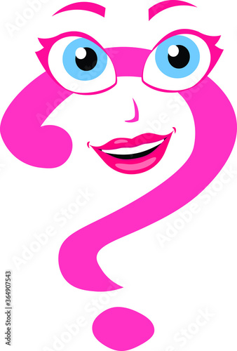 Amazing funny female question mark character girl woman lady business woman manager