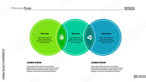 Three circles process chart template. Business data. Abstract elements of diagram, graphic. Promotion, idea, analitics, training or marketing creative concept for infographic, project.