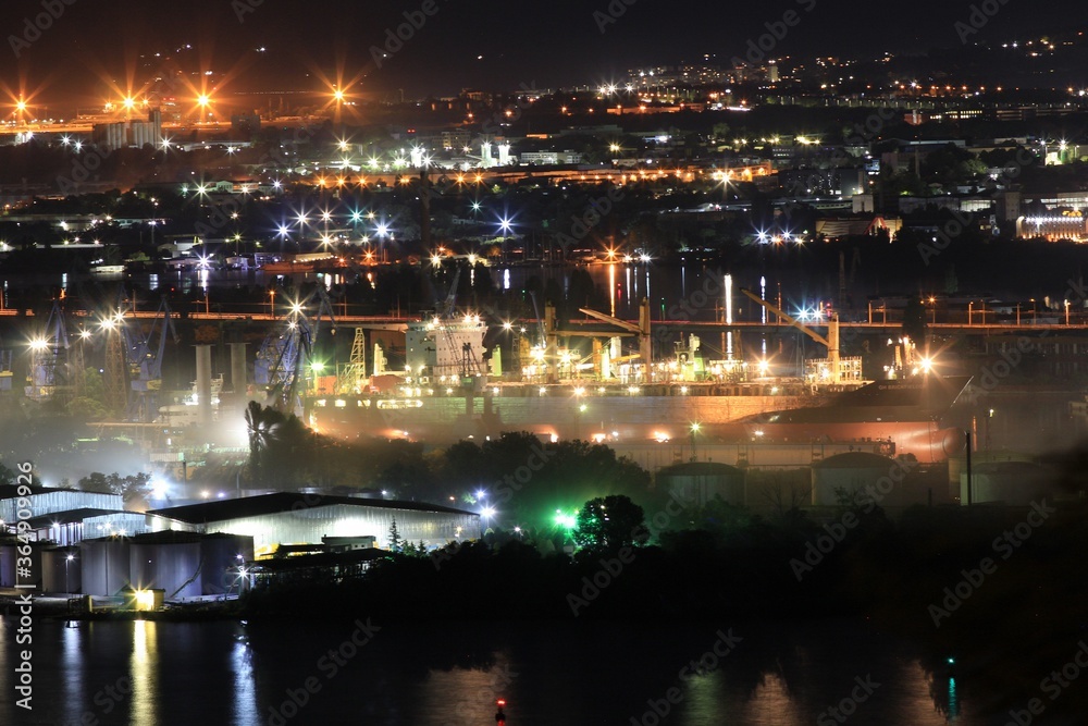 View of Varna (Bulgaria) at night from a height. Walk 14 July 2020.