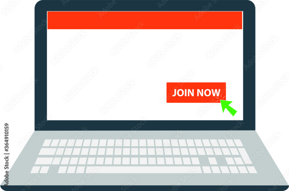 Blank empty laptop template screen join now button write your website address company name products services business info anything else Blank empty laptop template screen join now button write your website address company name products services business info anything else