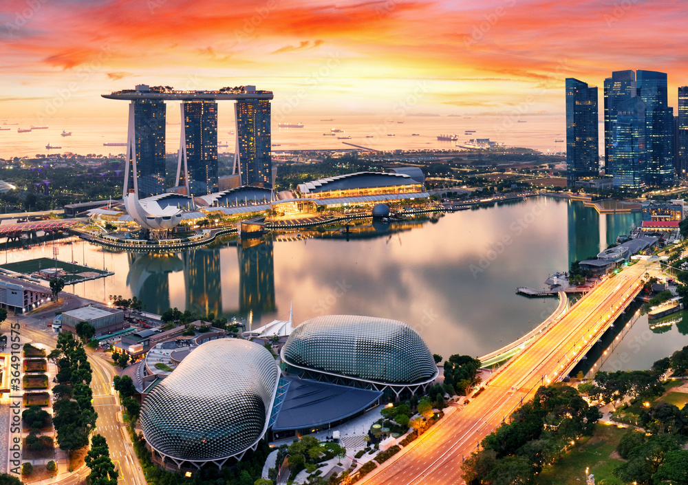 Plakát Singapore Skyline and view of skyscrapers on Marina Bay – Obraz na  Zeď | Posters.cz