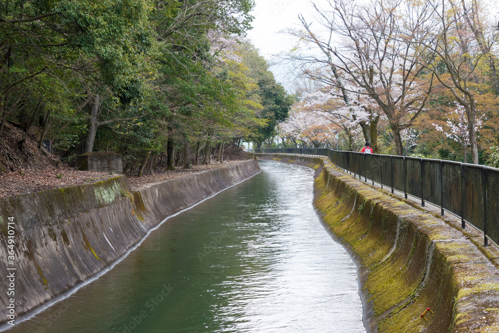 Lake Biwa Canal (Biwako Sosui) in Yamashina, Kyoto, Japan. Lake Biwa Canal is a waterway in Japan constructed during the Meiji Period. Lake Biwa Canal (Biwako Sosui) in Yamashina, Kyoto, Japan. Lake Biwa Canal is a waterway in Japan constructed during the Meiji Period.