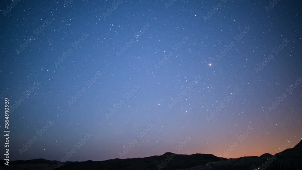 Sunset to Milky Way Aquarids Meteor Shower Mojave Desert Canyon Time Lapse Pan Left Sunset to Milky Way Aquarids Meteor Shower Mojave Desert Canyon Time Lapse Pan Left