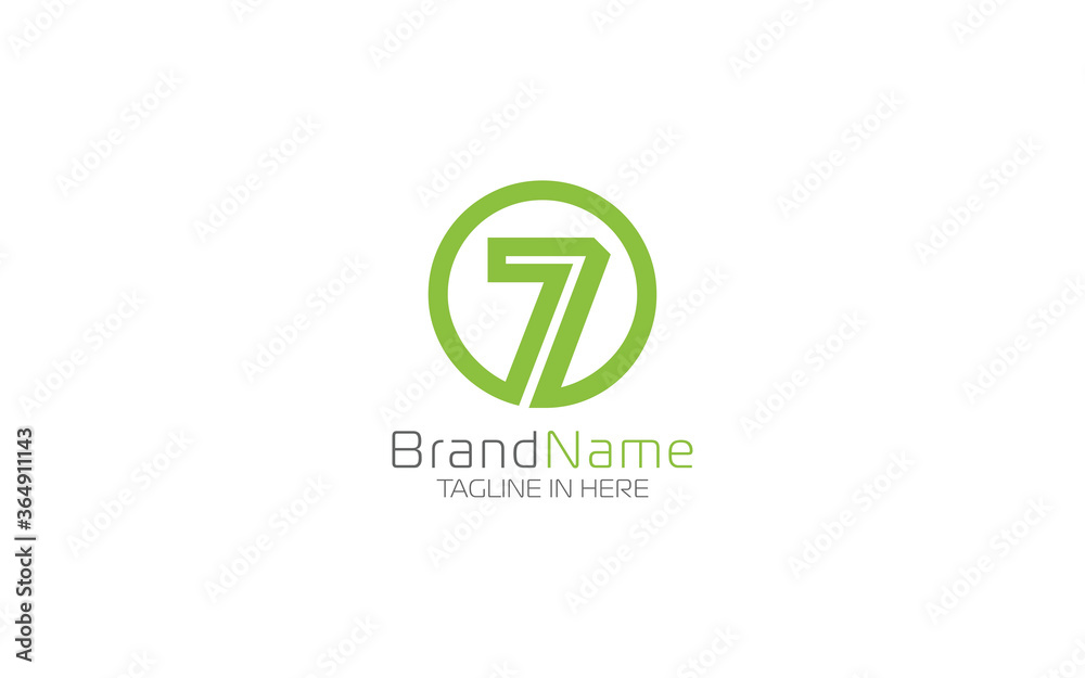 Number 7 logo formed with circle in minimalist and modern shape Number 7 logo formed with circle in minimalist and modern shape