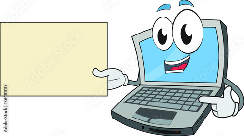 Brilliant funny laptop geek telling you the true story blank paper empty space for your product sales marketing message business education success write your text template