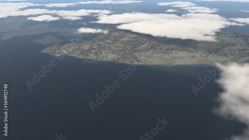 Aerial view of a paradise tropical island in sea